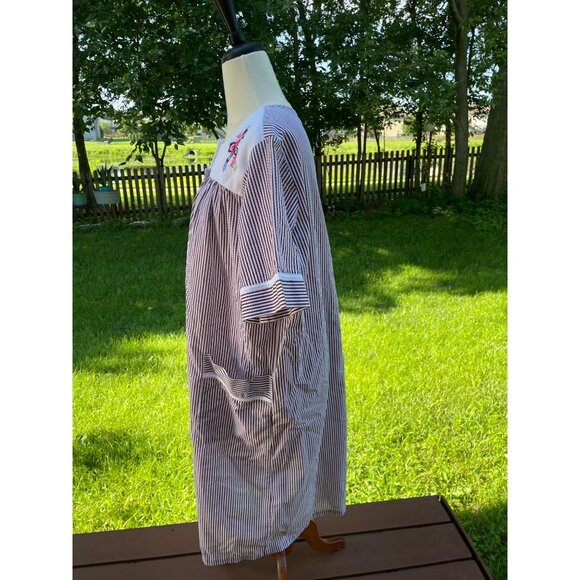Womens Easy Essentials Striped House Dress Butterfly Embroidery Size XL Muumuu - Picture 3 of 7